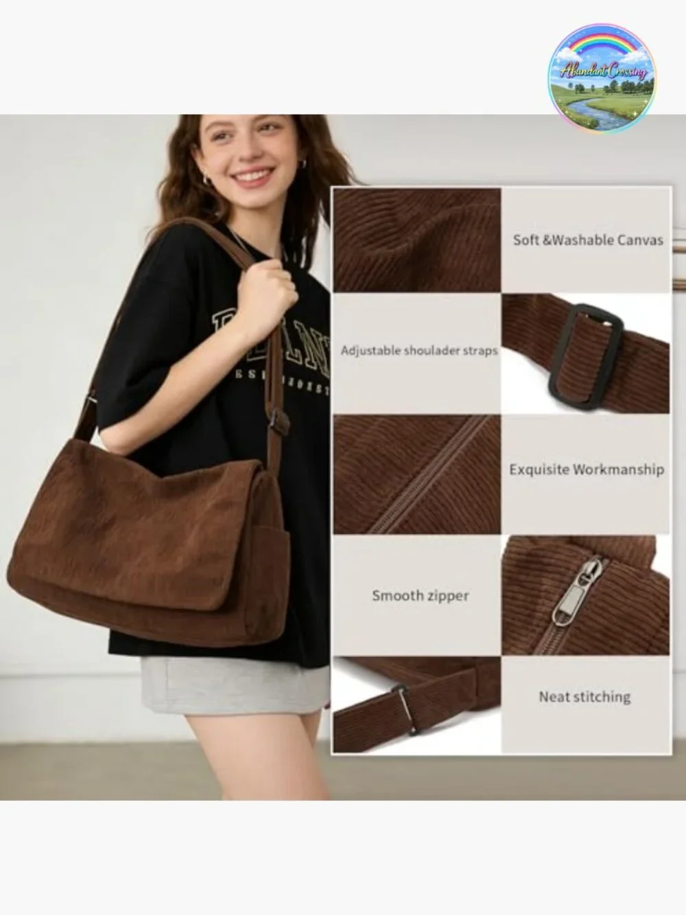 Canvas Messenger Bag Crossbody Shoulder Sling Satchel Vintage for Women Men